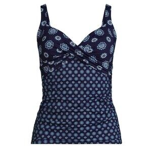 Land’s End Blue Floral Twist Front Tankini Swim Top Underwire Plus Size 22 Women